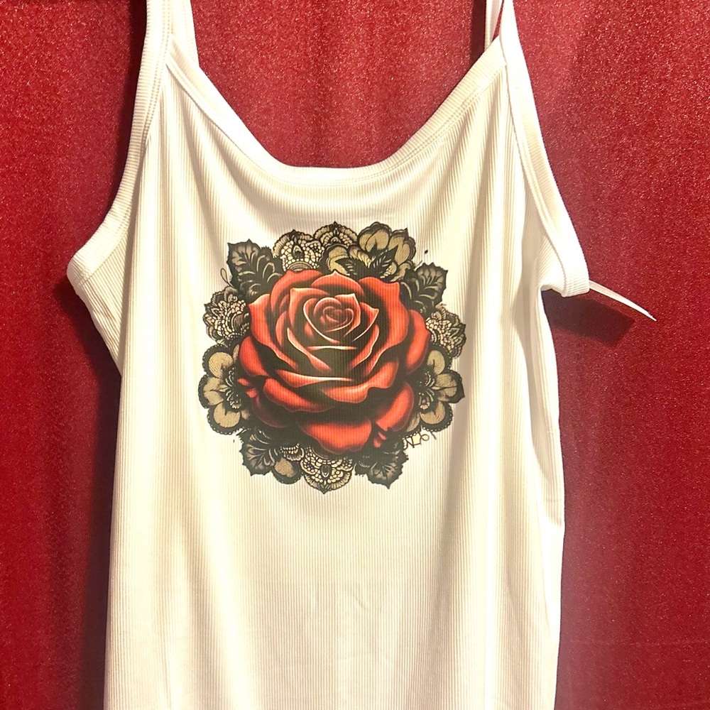 White Floral Graphic Women's Top